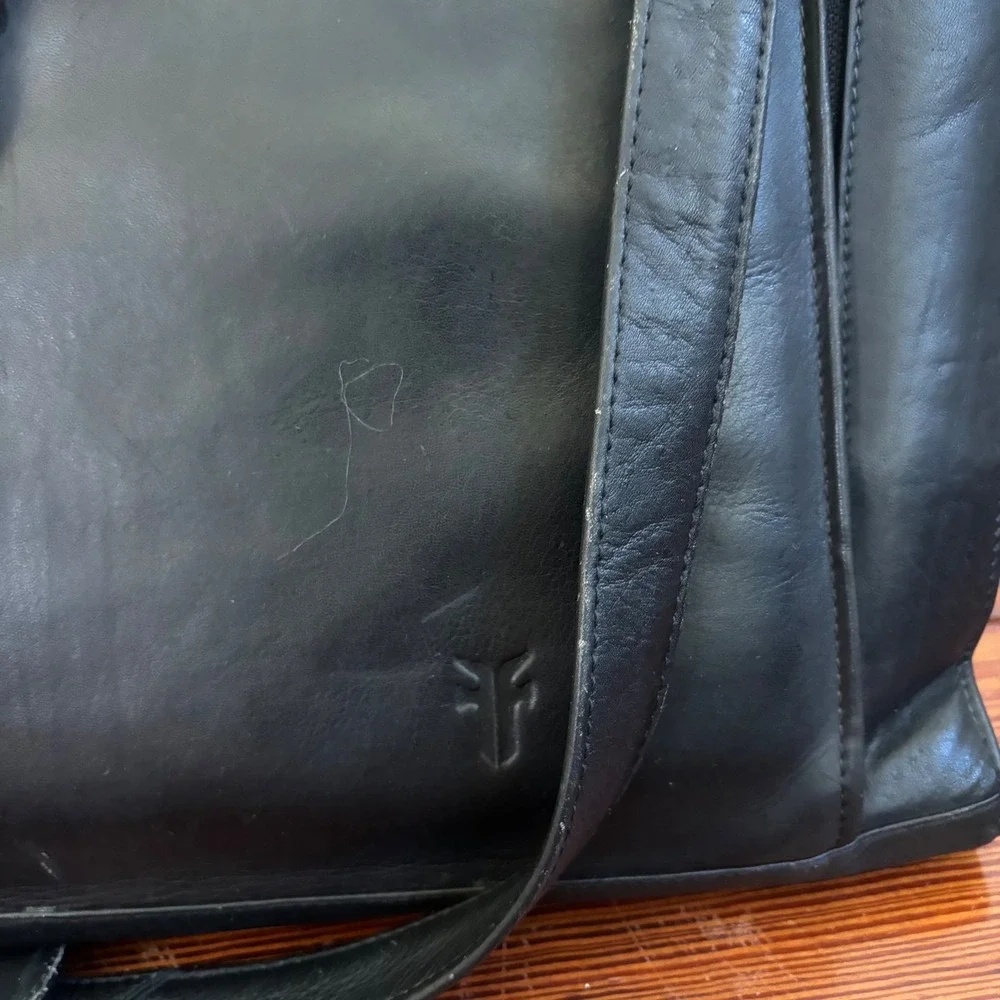 Frye Black Leather Briefcase Messenger Bag Business Laptop Satchel Work Tote